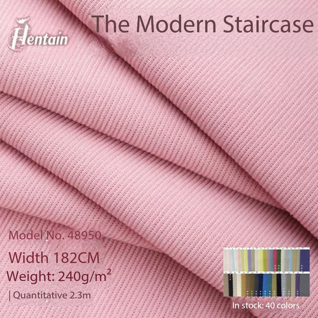 Bestseller Cloud Ladder 100% Polyester Double Faced Twill Tricot Knitted Fabric 230g Stretch Rib Ladder Texture
