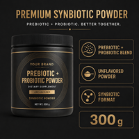 Poudre prébiotique et probiotique en gros 300g, complément synbiotique sans saveur avec emballage personnalisé en pot et en sachet