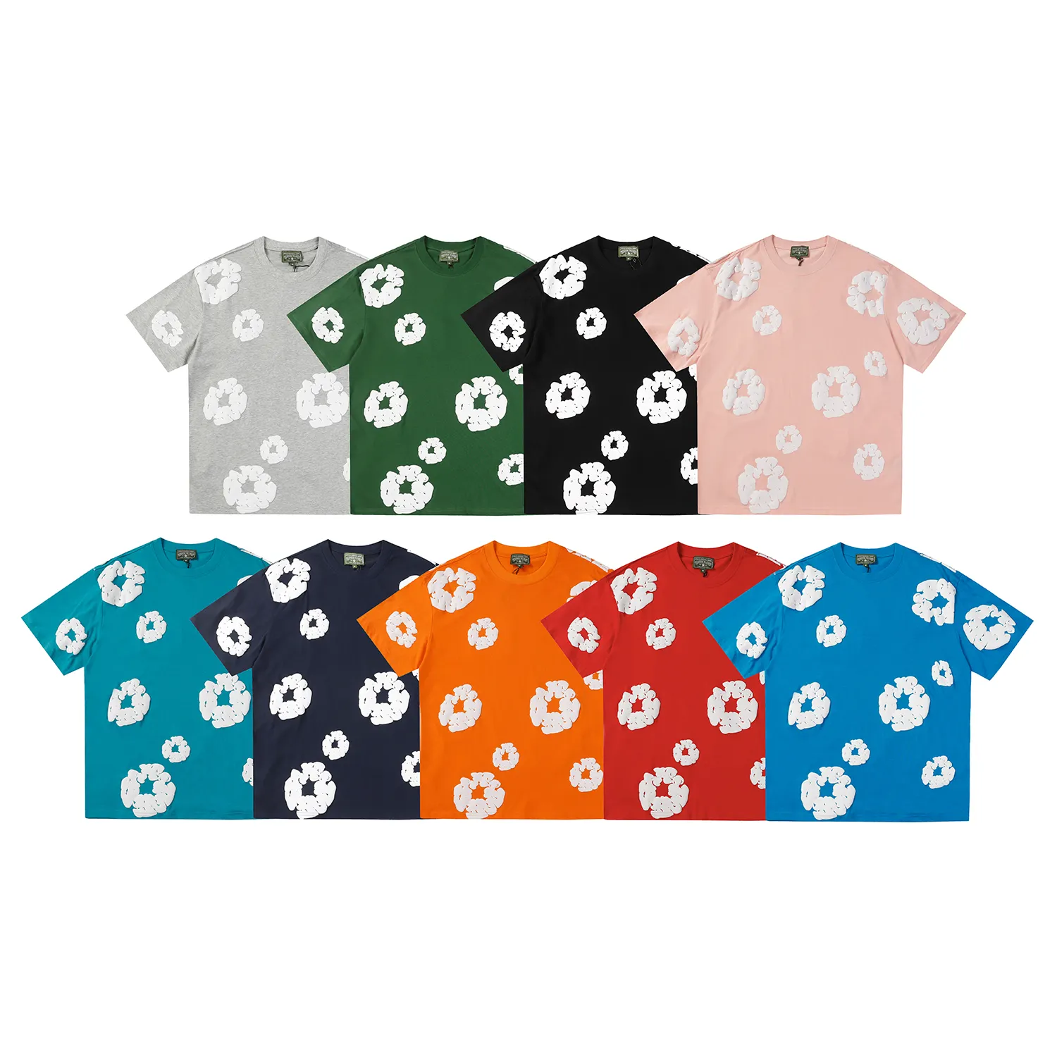 उच्च गुणवत्ता वाली लक्ज़री टी शर्ट पफ टियर प्रिंट डिज़ाइनर शर्ट 100% कॉटन ग्रीष्मकालीन पुरुषों की डेनिम टियर शर्ट