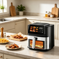 Friteuse à air chaud de comptoir 6L avec panneau tactile intelligent, minuterie réglable, chauffage uniforme à air chaud, équipement de cuisine domestique