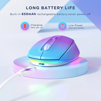 Ratón inalámbrico de 2,4G, ratón inalámbrico con luz LED, ratón inalámbrico portátil silencioso recargable para PC, ordenador portátil