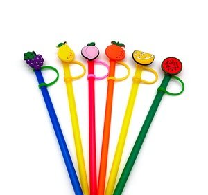 Copriscatole per Cannucce a Tema Frutta Cartoon (Fragola, Limone, Uva) - Accessori per Feste e Bar, Compatibili con Cannucce Stanley da 8mm - Product Image 2