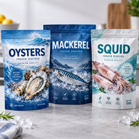 Sachet Doypack en plastique imprimé sur mesure avec fermeture éclair de qualité alimentaire pour aliments surgelés (fruits de mer, viande, saumon, crevettes)