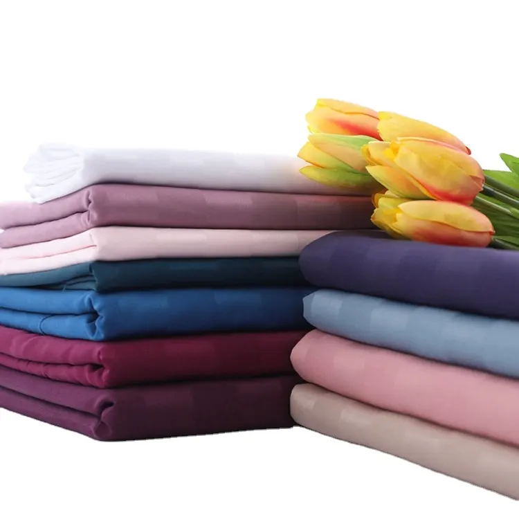 Funda de edredón de color sólido, material de sábana, dobby, hotel blanco, 3cm, tela de lino con rayas satinadas en rollo