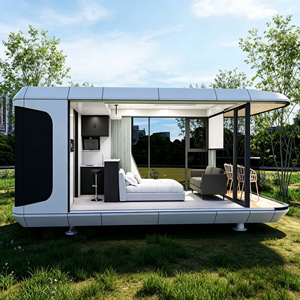Maison capsule préfabriquée mobile moderne avec système d'énergie solaire, balcon extérieur et cuisine pour hôtel et usage domestique - Product Image 2