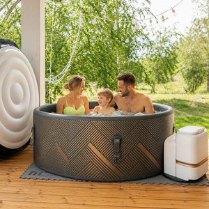 Piscine gonflable ronde pour <span class=keywords><strong>spa</strong></span> chaud, 6 personnes, portable, avec jets d'air et massage par bulles, avec couverture isolante pour la détente sur la terrasse - Product Image 5