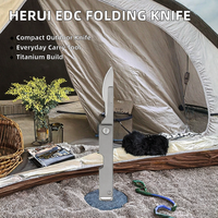 Couteau pliant Herui en titane pur, couteau utilitaire EDC pour la chasse en plein air, l'escalade, petite collection de couteaux