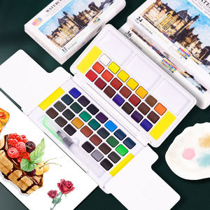 12/24/36/48 colores caja <span class=keywords><strong>de</strong></span> PP portátil <span class=keywords><strong>pintura</strong></span> <span class=keywords><strong>de</strong></span> <span class=keywords><strong>acuarela</strong></span> seca juego <span class=keywords><strong>de</strong></span> <span class=keywords><strong>acuarela</strong></span> Floral con pincel <span class=keywords><strong>de</strong></span> agua - Product Image 1