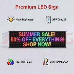 Écran LED à bande lumineuse avec affichage de texte défilant P5 RGB, panneau LED intérieur/extérieur programmable par application, écran LED publicitaire pour devanture de magasin - Product Image 4