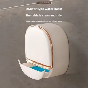 Portasapone <span class=keywords><strong>da</strong></span> Parete Moderno di Lusso in Plastica con Drenaggio, Installazione Senza Foratura - Product Image 4