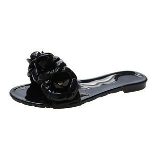 2026 Summer Breathable PVC Women's Jelly Crystal Sandals Flat Beach Designer Ladies Sandals Flower Luxury <b>Slippers</b> Ladies - Product Image 5