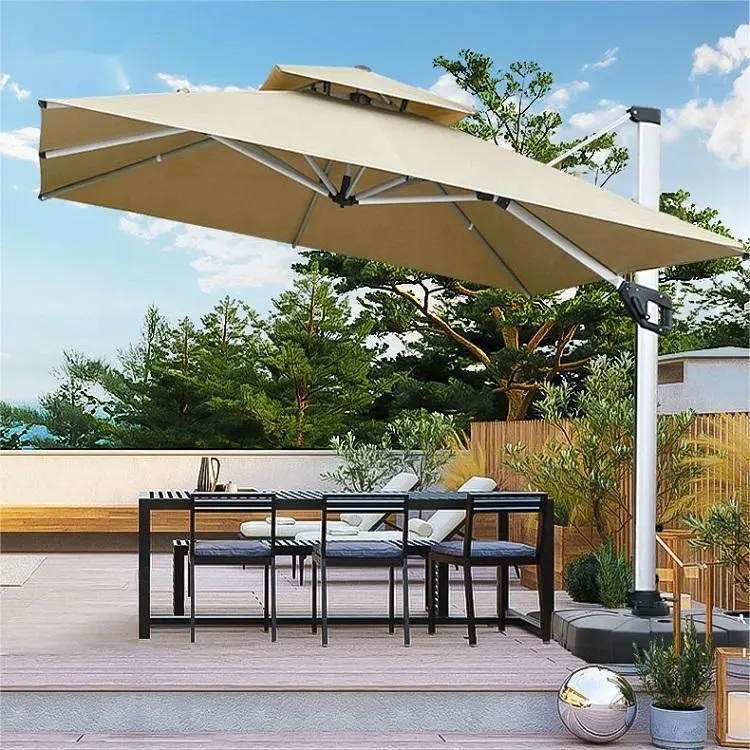 Luxe hydraulique automatique led restaurant hôtel café café extérieur parapluie jardin patio soleil parasol parapluie et base