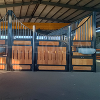 Box de stockage pour chevaux portable de style européen certifié ISO9001, en bambou, avec cadre métallique en acier thermolaqué et panneaux de porte à charnières, 2,2 m