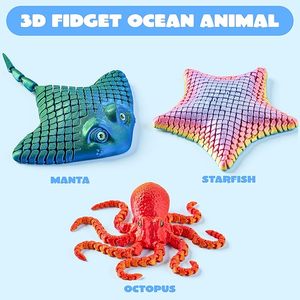 Vashine Juguetes Fidget Flexibles Impresos en 3D de Cristal con Forma de Manta, Pulpo y Estrella de Mar, Juguetes Flexibles de Animales Marinos Impresos en 3D - Product Image 4
