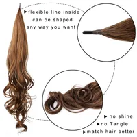 Oferta Especial: Extensión de Cabello Sintético Ondulado de 32 Pulgadas, 100g, Flexible, Enrollable, de Fibra de Alta Temperatura, Sin Brillo, Sin Enredos, Bajo MOQ