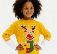 Pulls en tricot jacquard épais à col rond pour filles, style 'Ugly Christmas', collection 2026, vente en gros, fabricant