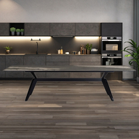 Usine chinoise vend des tables à manger modernes de luxe léger avec pieds en métal et plateau en céramique en verre trempé, meubles de salle à manger 4 places