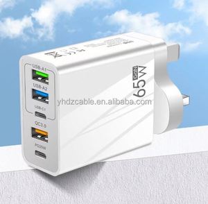 ปลั๊กไฟติดผนังแบบเร็ว 65W พร้อมปลั๊ก UK EU US รองรับ QC3.0 PD 20W Type C สำหรับชาร์จ iPhone 11 12 13 14 - Product Image 5