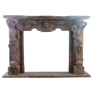 Figurine en marbre entourage de cheminée et cheminée cheminée cheminée ronde en pierre pour la décoration