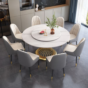 Juego de Comedor de Lujo Moderno con Mesa Redonda de Mármol y Sillas para <span class=keywords><strong>4</strong></span>, 6 u 8 Personas, de Piedra Sinterizada y Metal, Muebles Completos para Comedor de Diseños Clásicos - Product Image 2