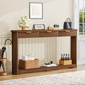 70.1" Modern MDF <b>Console</b> <b>Table</b> with <b>Storage</b> Drawers Slim Wavy-Patterned Design for Living Room & Hallway - Product Image 2