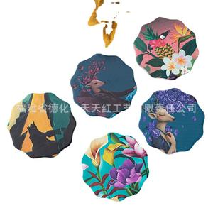 แผ่นรองแก้วเซรามิกฝูเจี้ยน เดอฮวา รูปทรงไม่สม่ำเสมอ ลายการ์ตูน แผ่นกันลื่นสำหรับป้องกันเครื่องดื่มกาแฟและชา - Product Image 4