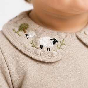 Combinaison Bébé Unisexe en Coton Côtelé à Manches Longues avec Col Peter Pan Brodé, Douce, Une Pièce, à Boutons Pression, Vente en Gros - Product Image 4