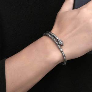 Brazalete de Acero de Titanio con Forma de Serpiente, Color Acero, Engaste de Bisel, Regalo del Zodíaco Animal, CZ077 - Product Image 4