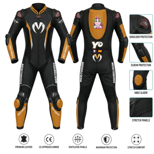 Traje de Motociclismo de Cuero de Manga Larga, de Una Pieza, para Mujer, Color Negro con Estampado de Unicornio, Homologado por la CE, Paneles Elásticos con Protección - Product Image 6