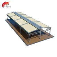 Pergola bioclimatique moderne en aluminium pour l'extérieur, toit rétractable en acrylique, télécommande motorisée, protection UV, noir et blanc