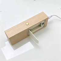 Base de Madera para Lámpara Nocturna con Interruptor de Doble Control, Luz LED Blanca Cálida, Opciones con y sin Ranura, Funciona con Pilas AAA