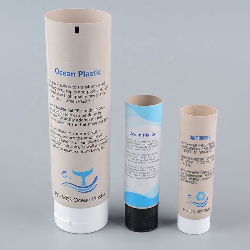 Cosmetic Plastic Packaging Tubes Eco-friendly Empty Cosmetic Cream Black Soft Tubes Plastic Cosmetic Packaging Recycling Plastic From Marine Waste