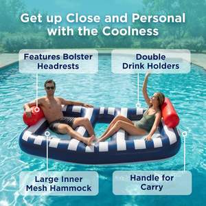 Balsa Flotante Inflable de PVC para 2 Personas con Base de Malla, Soporte Corporal Completo, Flotador para Piscina - Product Image 4