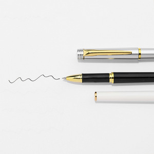 Customizable Logo Metal Ballpoint <b>Pen</b> Black Blue With <b>Gold</b> Trim For Office Promotion - Product Image 2