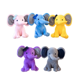 Rosa colorato grigio elefante <span class=keywords><strong>peluche</strong></span> testo personalizzato <span class=keywords><strong>grandi</strong></span> orecchie animali imbottiti cuscino giocattoli per bambini in cotone PP per compleanno - Product Image 1