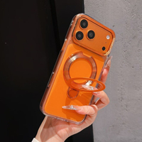 Nouvelle coque de téléphone en cristal de haute qualité avec support et cadre métallique pour iPhone 17 Pro Max 16 14 13, coque arrière antichoc