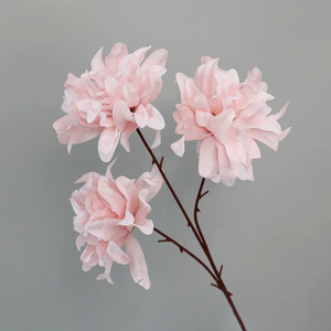 การจัดดอกไม้ด้วยผ้าไหมแมกโนเลียสีชมพูม่วงการจัดดอกไม้บนโต๊ะแบบทันสมัยไม่ซีดจาง - Product Image 1