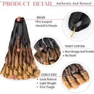 Loose Body Wave Pony Style Synthetische Haar verlängerungen Spiral Curl Crochet Braid Französische Locken Display Curly Braid ing Hair - Product Image 3