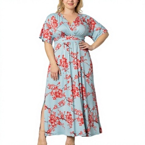 Nouvelle Collection Été – Robes Décontractées Plissées Col V pour Femme, Style Vacances, Imprimé Floral Chinois, Manches Courtes, Grandes Tailles - Product Image 3