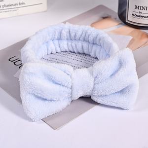 Diadema con lazo grande para mujer, banda para la cabeza de maquillaje Facial, envolturas para la cabeza de lana Coral, diadema de Spa para mujer, ducha, lavado de cara - Product Image 3