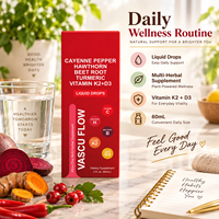 Compléments alimentaires liquides OEM Vascu Flow à base de plantes avec racine de betterave, piment de Cayenne et vitamines pour la circulation sanguine et le soutien cardiovasculaire