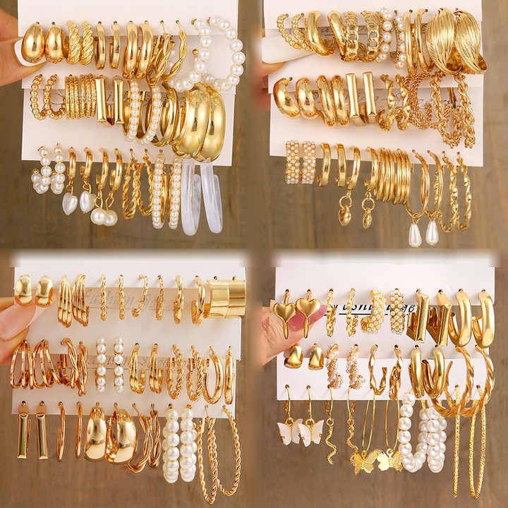 Wholesale Jewelry Lot – 10 Pairs Gold & Silver Plated Dangle Earrings (Unbranded Fashion Set)