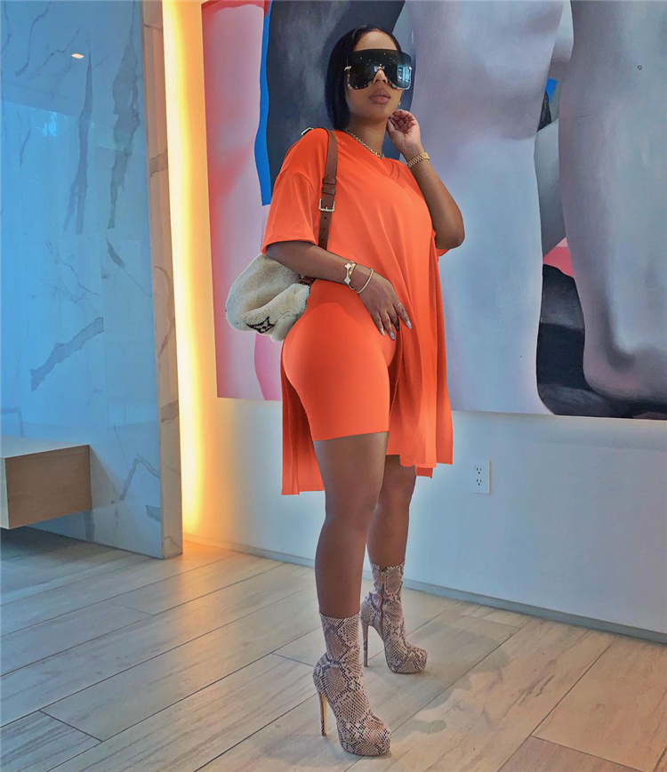 Уличная одежда, повседневная футболка оверсайз, летний комплект из двух предметов, короткий женский комплект из 2 предметов