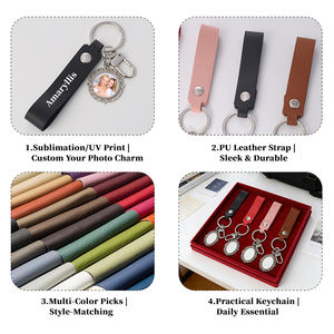 Porte-clés en cuir avec sangle personnalisée, cadeau <span class=keywords><strong>d</strong></span>'affaires, mode, cuir PU, porte-clés en métal avec sangle <span class=keywords><strong>de</strong></span> haute qualité - Product Image 3
