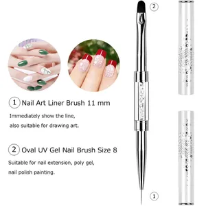 1 pinceau professionnel double-embout pour la construction et le design des ongles, stylo de traçage pour gel UV, extension d'ongles à la française, outils de nail art - Product Image 4