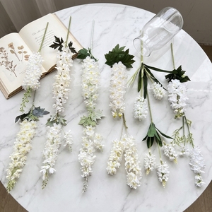 Flores Artificiales de Seda Blanca al por Mayor, Hortensias de Tallo Único Estilo Pagoda, Técnica de Tejido para Bodas - Product Image 1