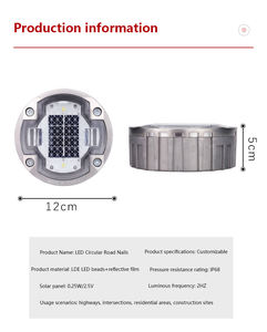 Lampe solaire encastrée ronde pour allée, marqueur de route solaire à LED, lumière clignotante pour route, type œil de chat - Product Image 6