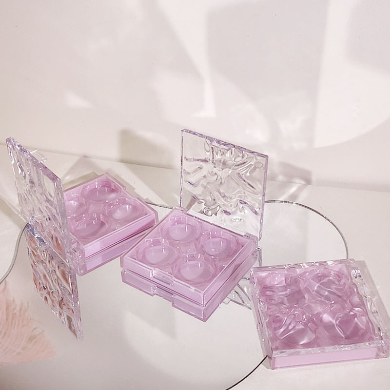 Popular Design Customized 12g Blush case Paper Eyeshadow Palette Packaging Wave Eye Shadow Palette 4 Color Packaging Container