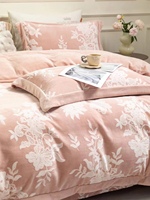 Parure de lit 4 pièces haut de gamme de luxe moderne brodée florale, chaude, antistatique, anti-boulochage, 600 fils/cm², qualité hôtelière