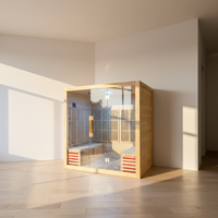 Sauna Uap Luar Ruangan Mewah Modern 2 Orang Berbahan Kayu Hemlock Kanada dengan Panel Kontrol Komputer
